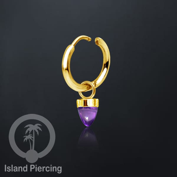 Anting Hoop warna gold dengan Hiasan Perhiasan kecil, Charm, batu atau kaca bentuk peluru sangat popular