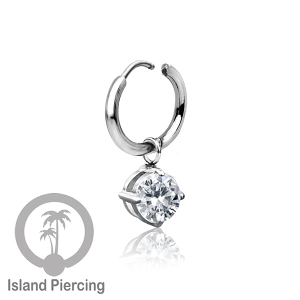Anting Hoop warna silver dengan Hiasan Perhiasan kecil, Charm, kristal bening pilihan banyak model