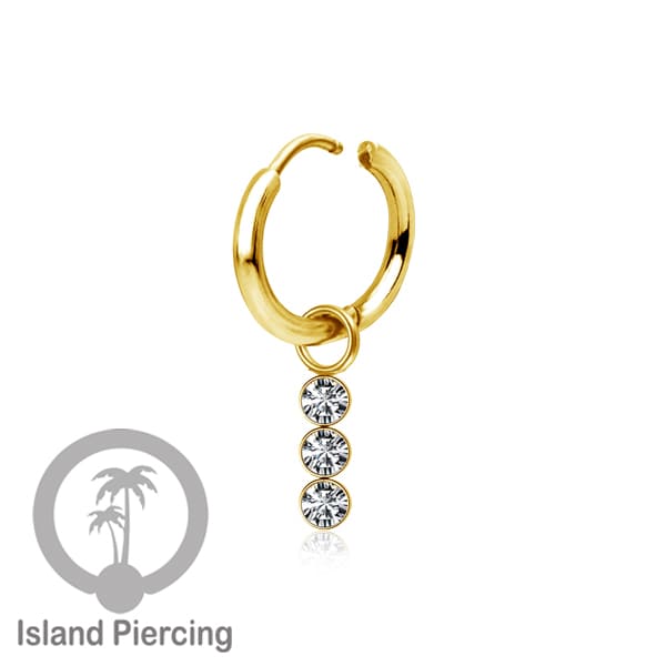 Anting Hoop warna Gold dengan Hiasan Perhiasan kecil, Charm, kristal bening pilihan banyak model