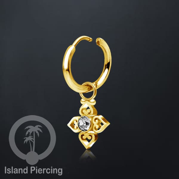 Anting Hoop warna Gold dengan Hiasan Perhiasan kecil, Charm, kristal bening pilihan banyak model
