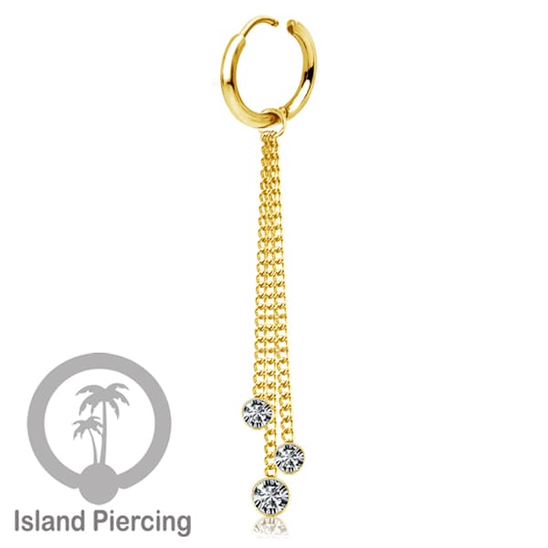 Anting Hoop stainless baja beda dengan Hiasan Perhiasan kristal gantung di rantai warna emas atau silver