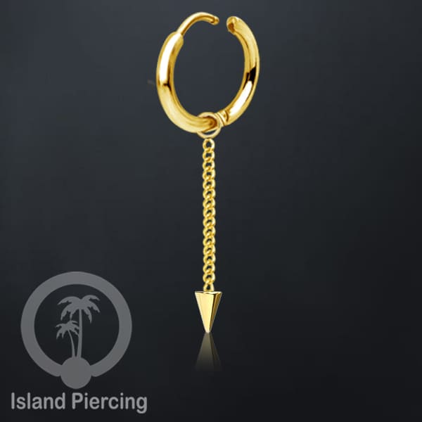 Anting Hoop stainless steel dengan Hiasan Perhiasan rantai dan spike kecil pilihan gold atau silver