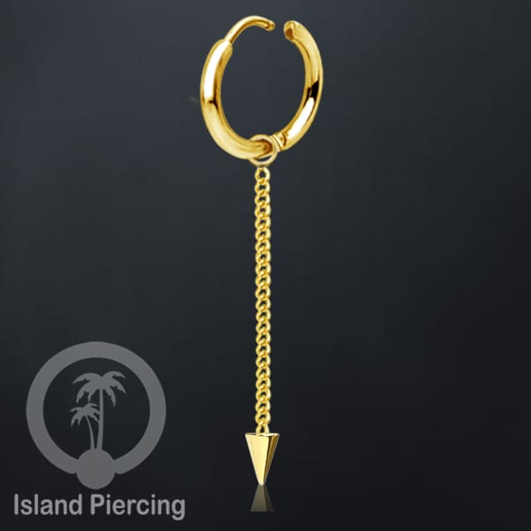 Anting Hoop stainless steel dengan Hiasan Perhiasan rantai dan spike kecil pilihan gold atau silver