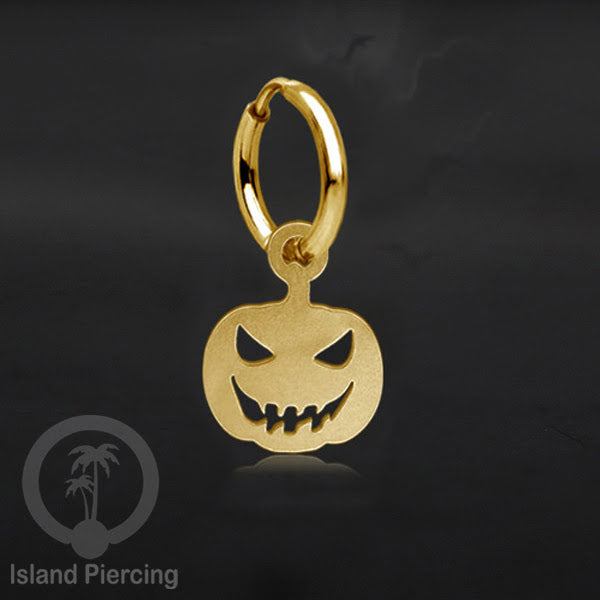 Stainless Steel Anting Hoop Ear Huggies Halloween warna gold dengan Liontin, Charm, Tengkorak, Sihir, Laba-2.