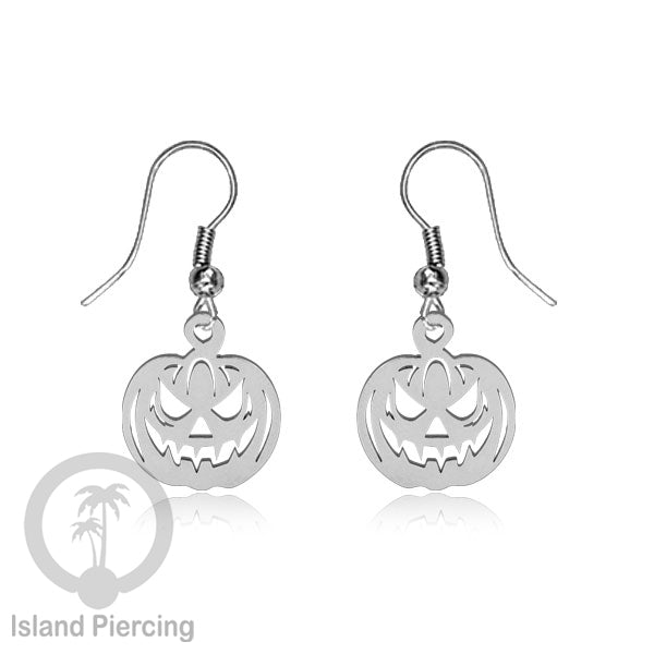 Stainless Steel Anting Dangling Hook Earring Halloween warna silver model Tengkorak, Hantu, Sihir, Peti