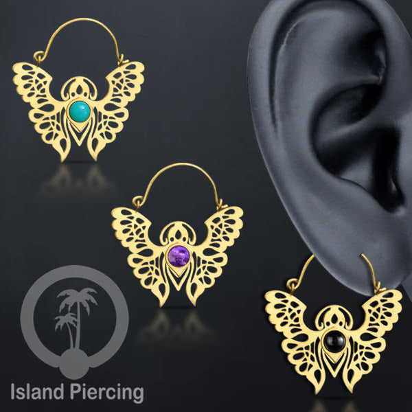 Anting stainless steel kupu-2 warna gold dengan epoxy banyak variasi warna