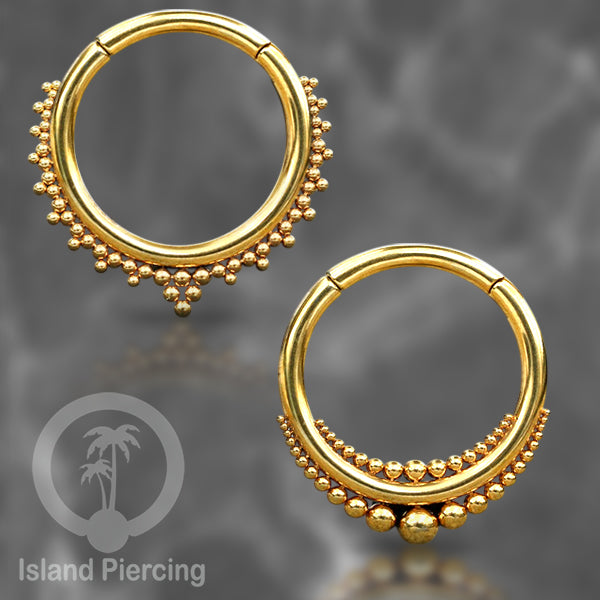 Tindik Telinga Stainless Steel Ear Weight warna gold Clicker Ring sistem magnetik dengan bola