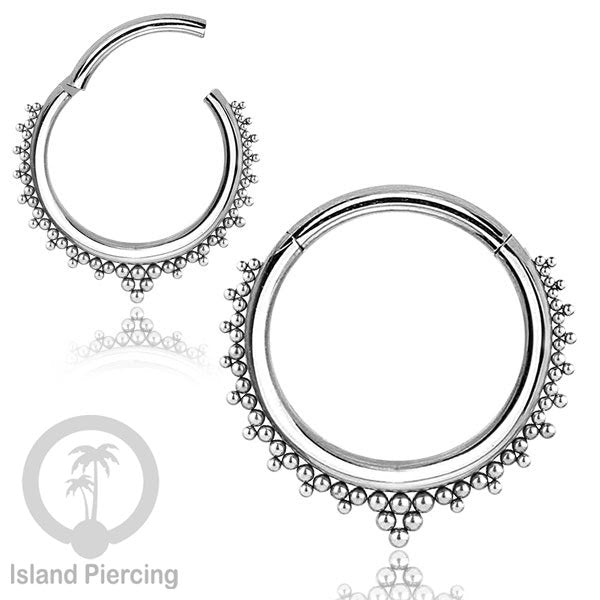 Tindik Telinga Stainless Steel Ear Weight warna silver Clicker Ring sistem magnetik dengan bola