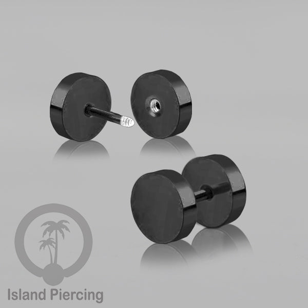 Fake Stainless steel plug warna hitam 4-10mm