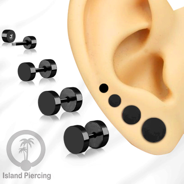 Fake Stainless steel plug warna hitam 4-10mm