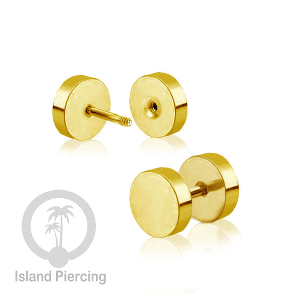 Fake Stainless steel plug warna gold 4-10mm