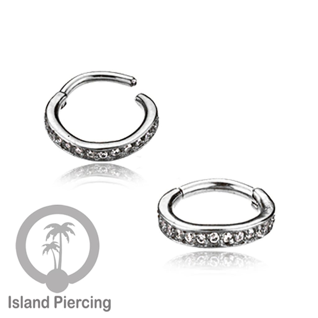 Anting piercing stainless dengan kristal zirconia. Helix, Tragus,Tindik Hidung, Septum