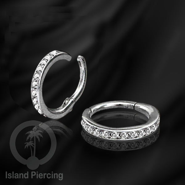 Anting piercing stainless dengan kristal zirconia. Helix, Tragus,Tindik Hidung, Septum