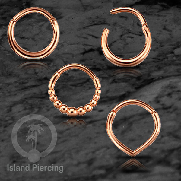 Hinged Segment Ring Anting Tindik Clicker Stainless warna rose gold, Septum, Tragus, Daith, Helix