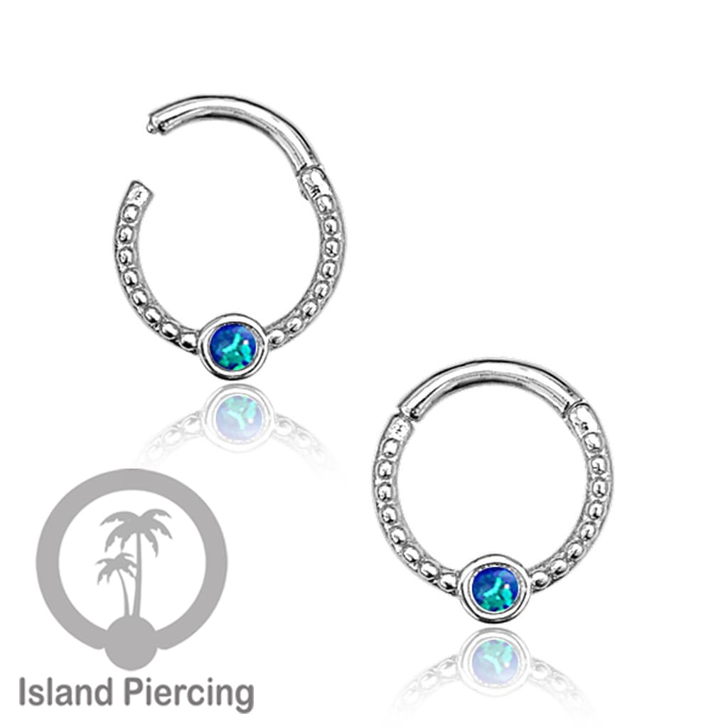 Hinged Segment Ring Anting Piercing Stainless dengan Batu