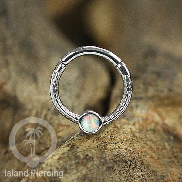 Hinged Segment Ring Anting Piercing Stainless dengan Batu