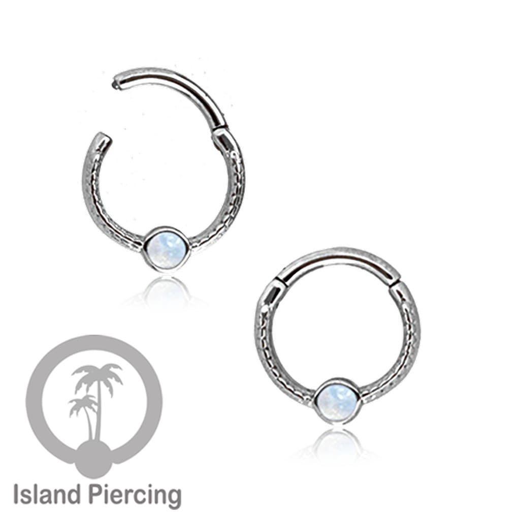 Hinged Segment Ring Anting Piercing Stainless dengan Batu