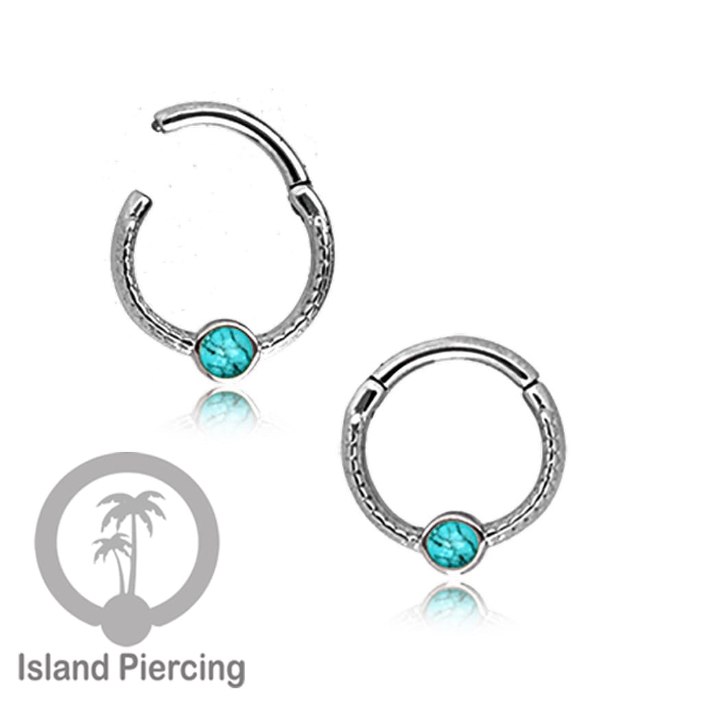 Hinged Segment Ring Anting Piercing Stainless dengan Batu