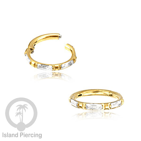 Tindik Segment Ring warna gold Helix Piercing Tindik Stainless zircon kotak banyak warna