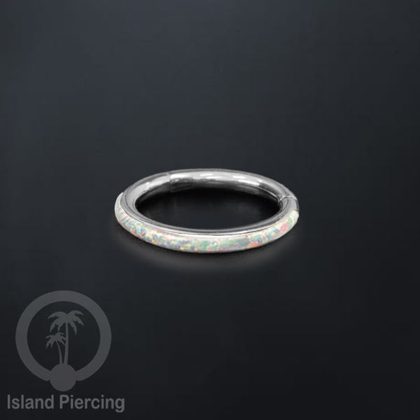 Tindik Hinged Segment steel ring Helix Piercing & Anting Tindik Stainless Opal Putih & Biru