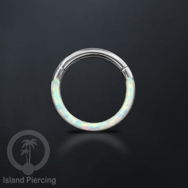 Tindik Hinged Segment steel ring Helix Piercing & Anting Tindik Stainless Opal Putih & Biru