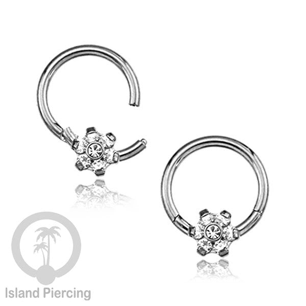 Piercing Stainless Segment Ring Tindik Stainless 7 kristal zircon Anting telinga & hidung