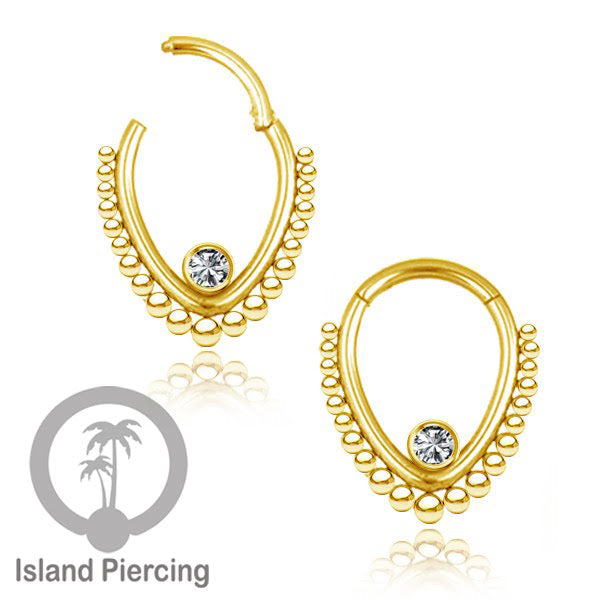 Anting Stainless Piercing warna emas dengan batu