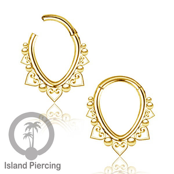 Hinged Clicker Stainless Piercing Tragus Anting Labret warna silver/emas PVD