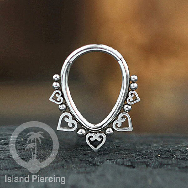 Hinged Clicker Stainless Piercing Tragus Anting Labret warna silver/emas PVD