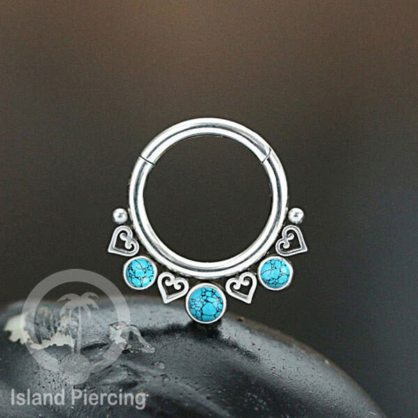 Piercing stainless 316L Tragus Anting Septum dengan 3 batu