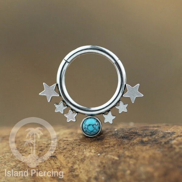 Anting Piercing Tragus Anting Labret Septum Bintang warna Gold