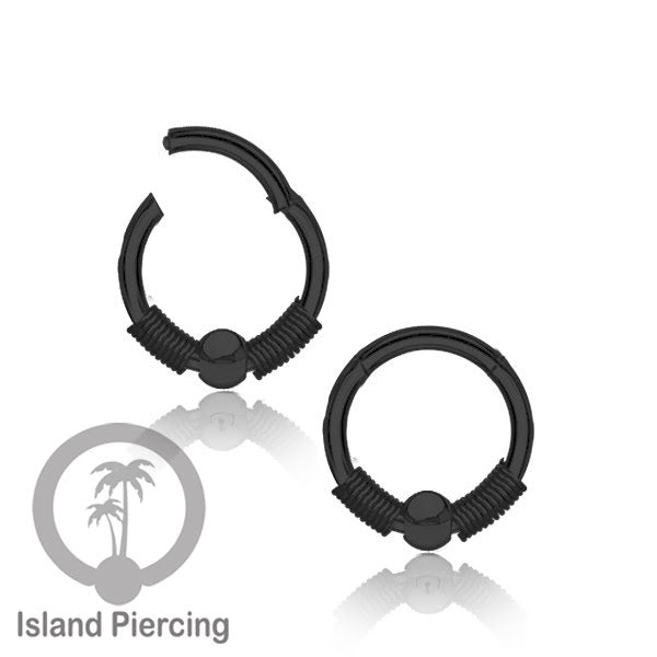 Stainless Steel Anting Clicker Septum Nose Piercing Black PVD Hitam