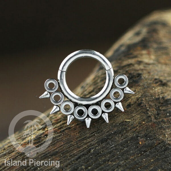Anting Piercing Stainless Hinged Segment Ring Septum Jewelry warna silver