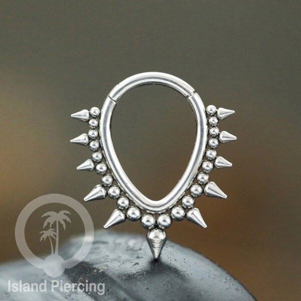 Hinged Clicker Earring Stainless Piercing Tragus Anting Labret Septum Hidung