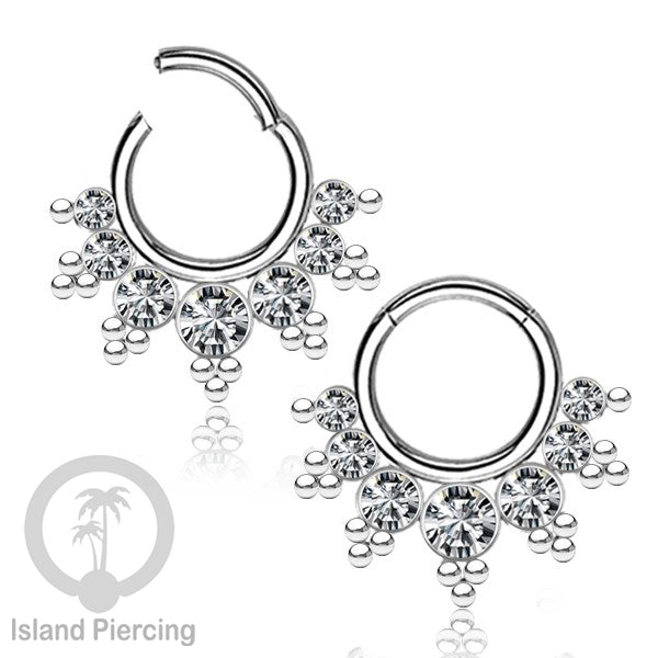 Stainless Steel Anting Clicker Septum Nose Piercing Kristal Septum Hidung warna silver
