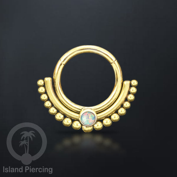 Hinged segment ring Stainless warna gold Septum Piercing Anting Tindik Tragus, Helix dengan batu