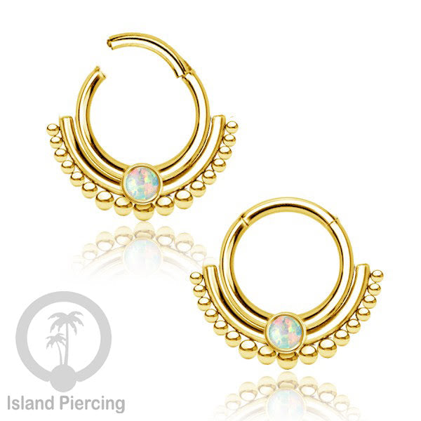 Hinged segment ring Stainless warna gold Septum Piercing Anting Tindik Tragus, Helix dengan batu