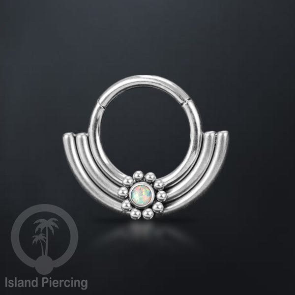 Hinged segment ring desain Tribal warna silver Septum Piercing Anting Tindik Tragus dengan batu