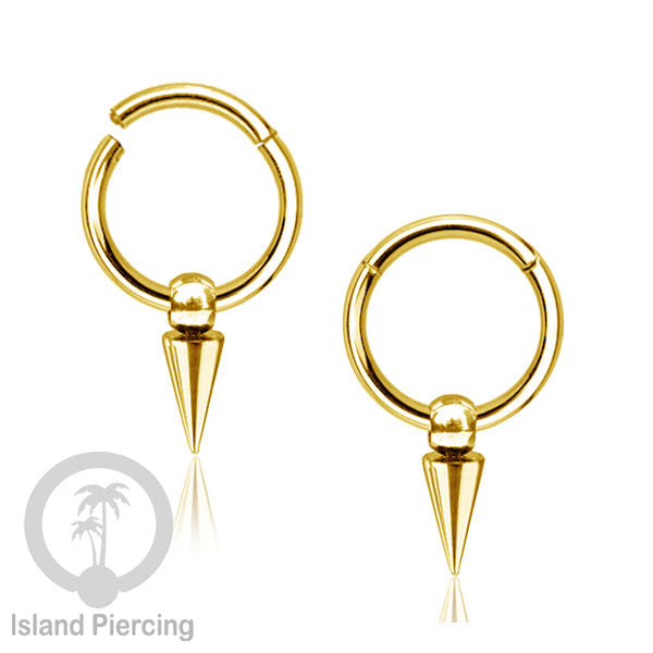 Anting Clicker Stainless warna gold Piercing Tindik telinga dan Septum dengan spike