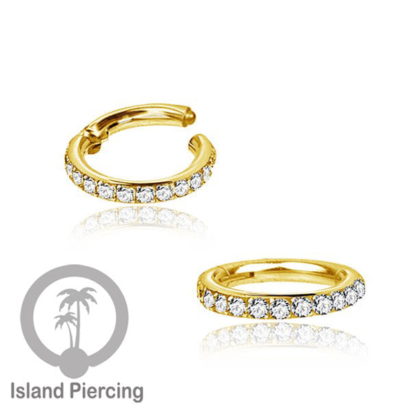 Stainless Steel Anting Clicker Septum Piercing Tragus Conch kristal zirconia warna gold