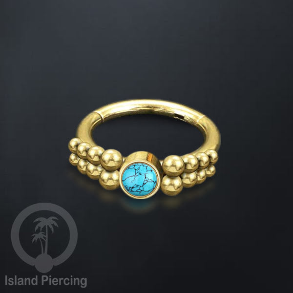 Segment Ring Piercing Stainless warna gold Septum Nose Piercing Anting Tindik Helix dengan batu