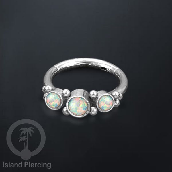 Segment Ring Piercing Stainless warna silver Septum Nose Piercing Anting Tindik Helix dengan 3batu