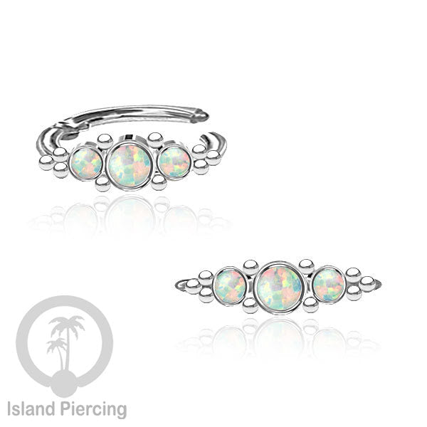 Segment Ring Piercing Stainless warna silver Septum Nose Piercing Anting Tindik Helix dengan 3batu