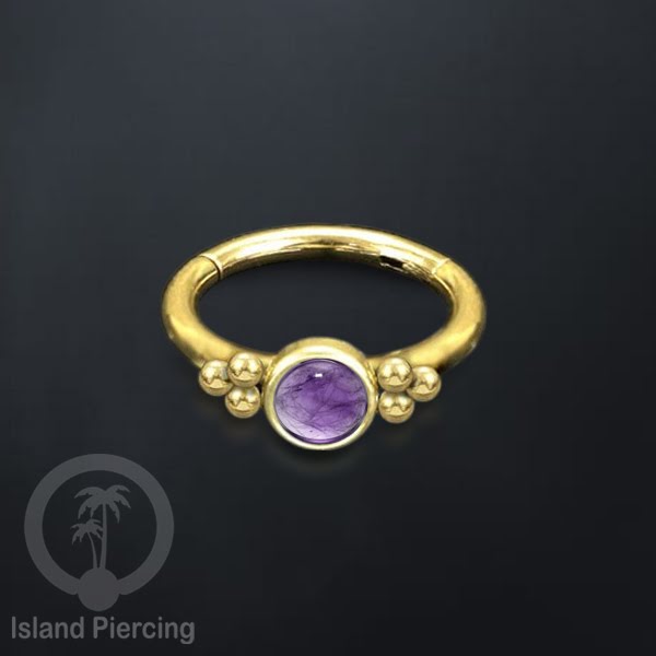 Segment Ring Piercing Stainless warna gold Nose Piercing Anting Tindik Helix dengan 1batu