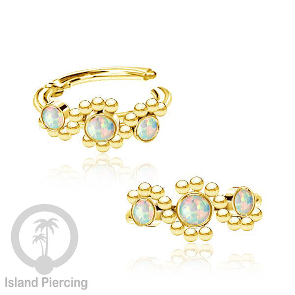 Segment Ring Piercing Stainless warna gold Nose Piercing Anting Tindik Helix dengan 3batu
