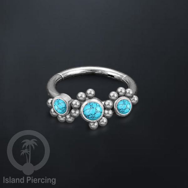 Segment Ring Piercing Stainless warna silver Nose Piercing Anting Tindik Helix dengan 3batu