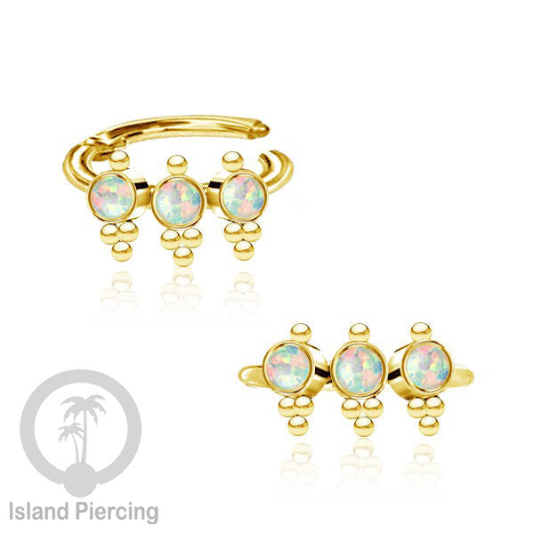 Segment Ring Piercing Stainless warna gold Septum Piercing Anting Tindik Helix dengan 3batu