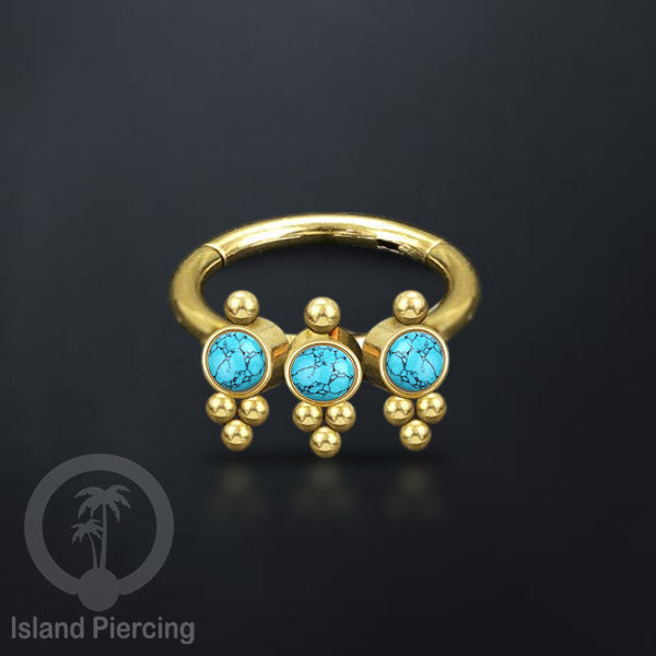 Segment Ring Piercing Stainless warna gold Septum Piercing Anting Tindik Helix dengan 3batu