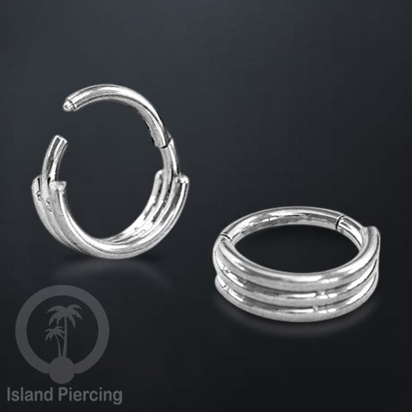 Hinged Segment Ring Anting Tindik Stainless Piercing Tragus, Daith, Helix, Septum warna silver