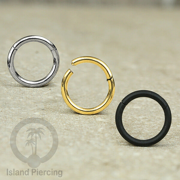 Anting stainless piercing hinged segment ring tebal 2&3mm warna silver,gold,hitam